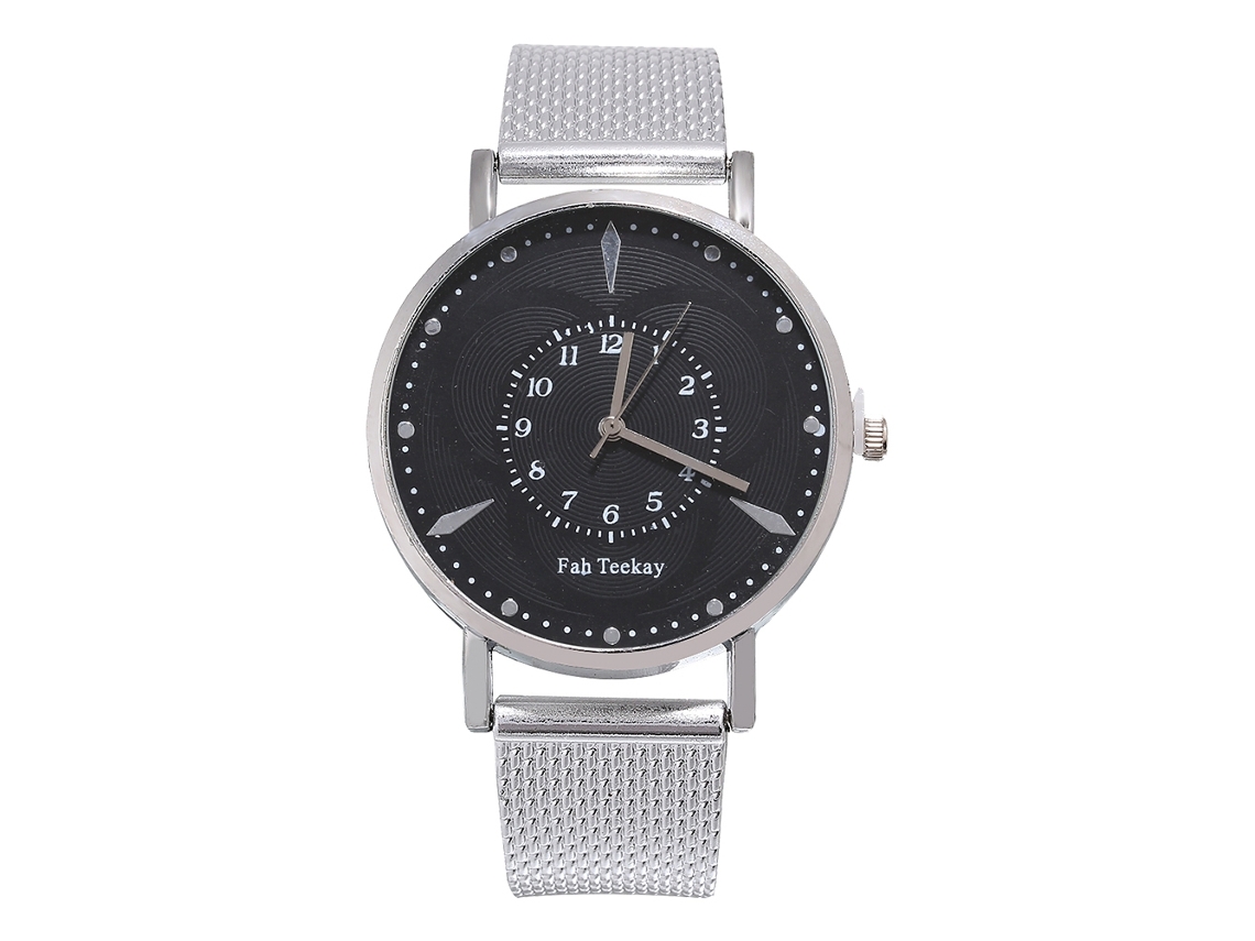 Reloj De Pulsera De Cuarzo Para Hombre Con Correa De Malla Y Esfera Redonda, Estilo Casual (plateado)