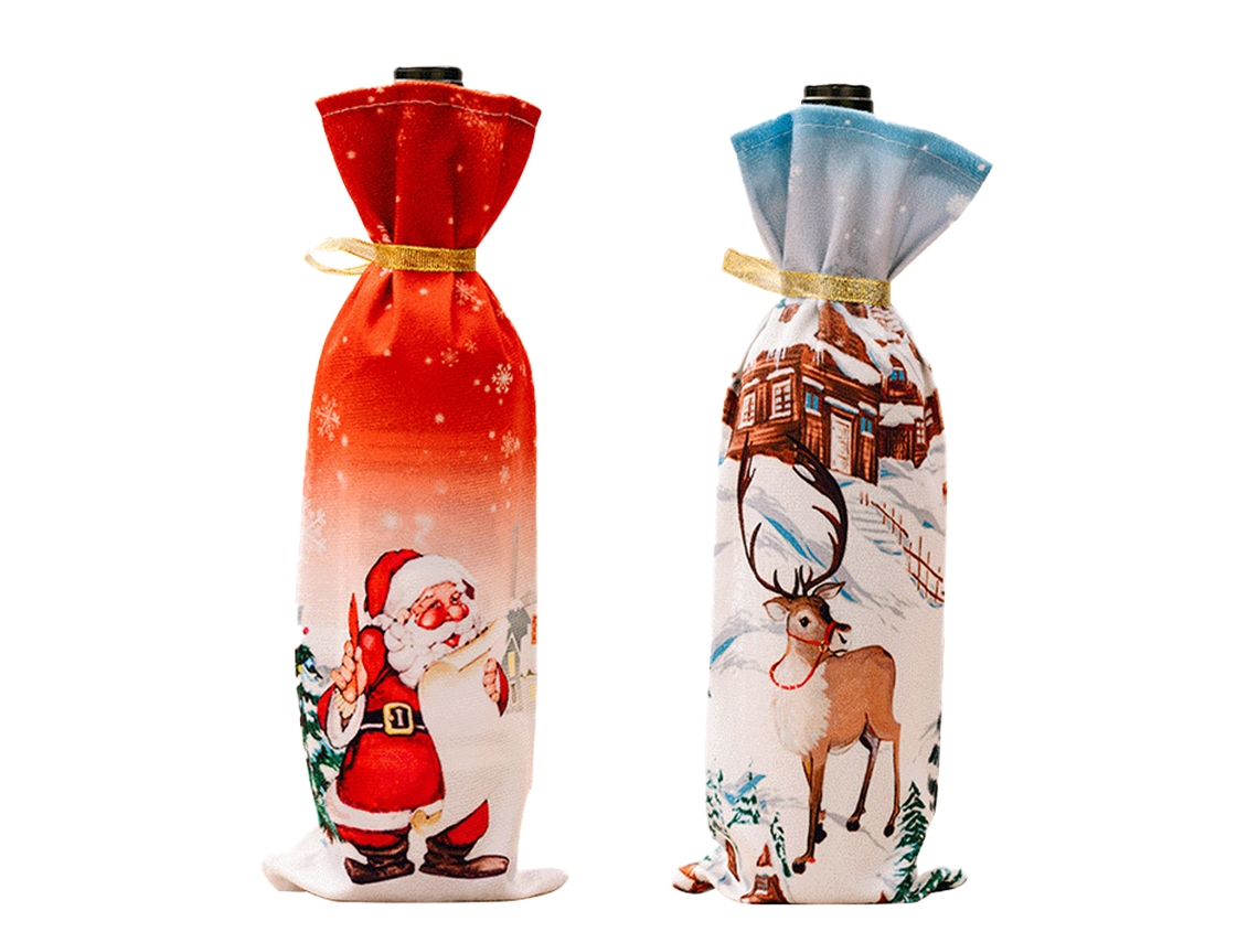 Funda para botella de vino navideña, bolsas de fiesta reutilizables RNEMITERY