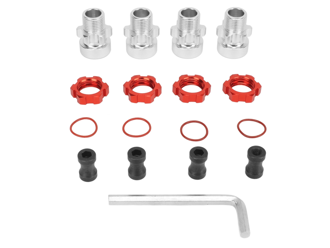 Mali adaptador de Hexagonos de Roda 12mm para 17mm em Liga de Alumínio para Carros Rc 1/10 Traxxas Slash Rustler Stampede Vermelho 4pcs