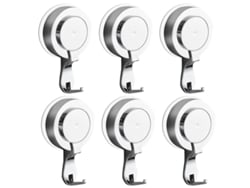 6 Ganchos De Vacío Extrafuertes, Sin Orificio, Para Toallas, Cocina Y Baño, Reciclables, Carga Máxima De 3 Kg.