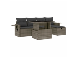 Conjunto 6 de muebles de jardín VIDAXL y cojines ratán sintético gris