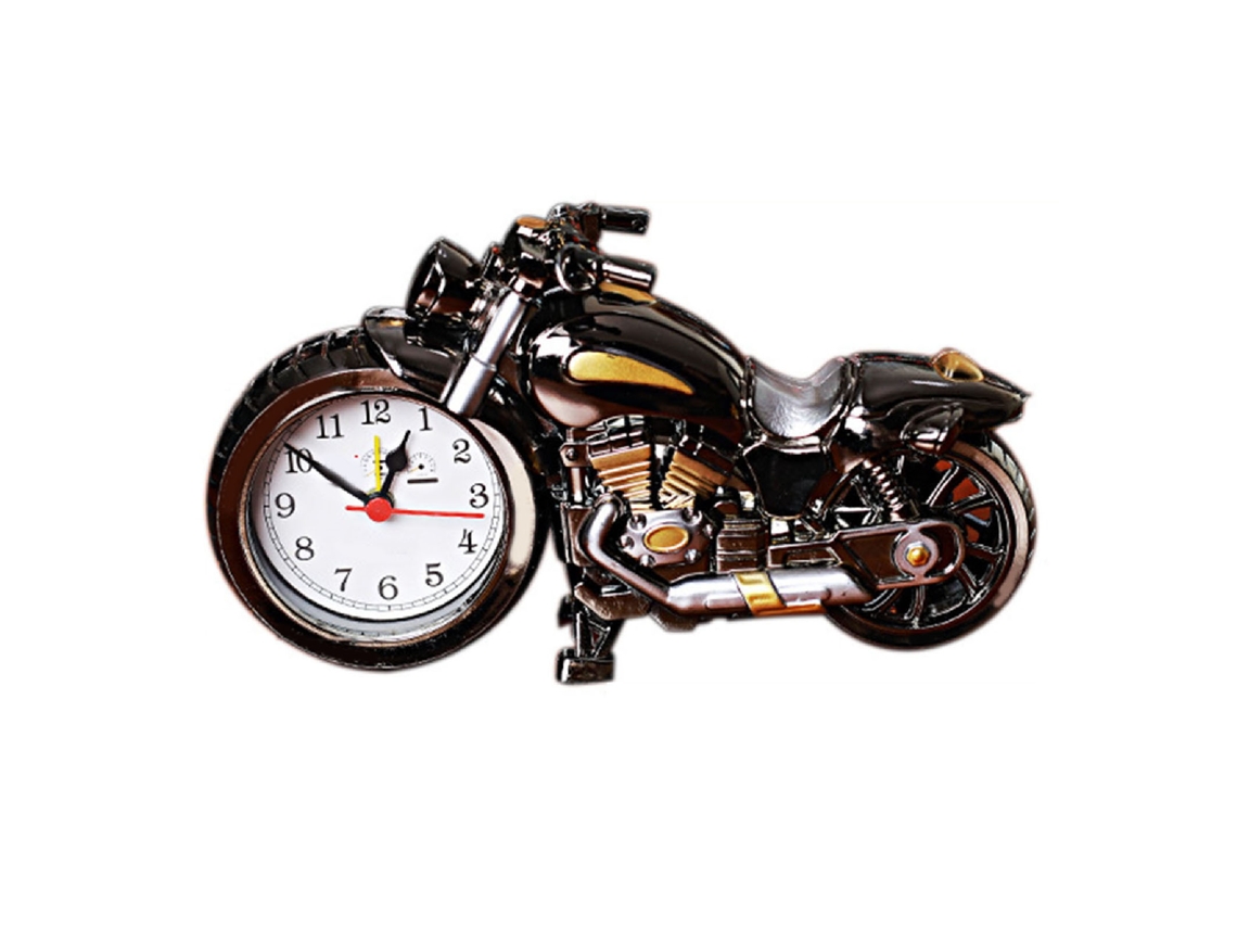 Reloj de mesa con alarma de motocicleta, cuarzo, batería, decoración.