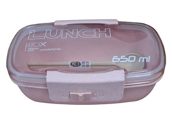 Lancheira com Talher e Fecho Segurança LPM 650 Ml, Micro ondas, Fácil Limpar, Reutilizável. Bpa Free. 7,6x12,3x19,6 Cm