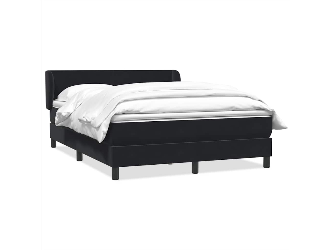 Cama Box Spring Con Colchón Terciopelo Negro 160x210 Cm