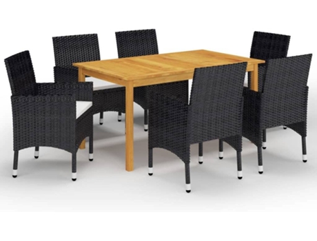 Conjunto 7 de comedor de jardín de VIDAXL negro