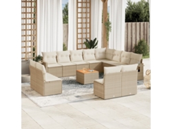 Conjunto de 13 sofás de jardín con cojines de mimbre beige de DKD Home Decor