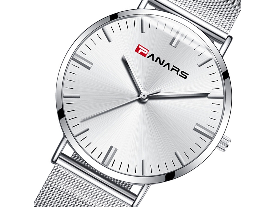 Reloj De Pulsera Masculino Casual De Cuarzo Con Malla De Acero Simples Y Moderno (dial Blanco)