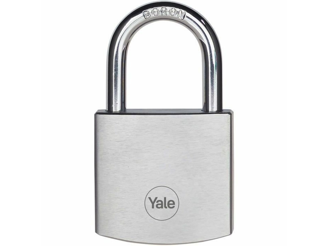 Candado de llave YALE Latón Acero Rectangular Plateado
