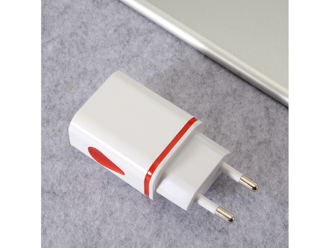 Cargador De Pared Usb Dual Con Bloque De Carga De Viaje Led Drop Para Smartphones, Color Rojo, Enchufe Eu