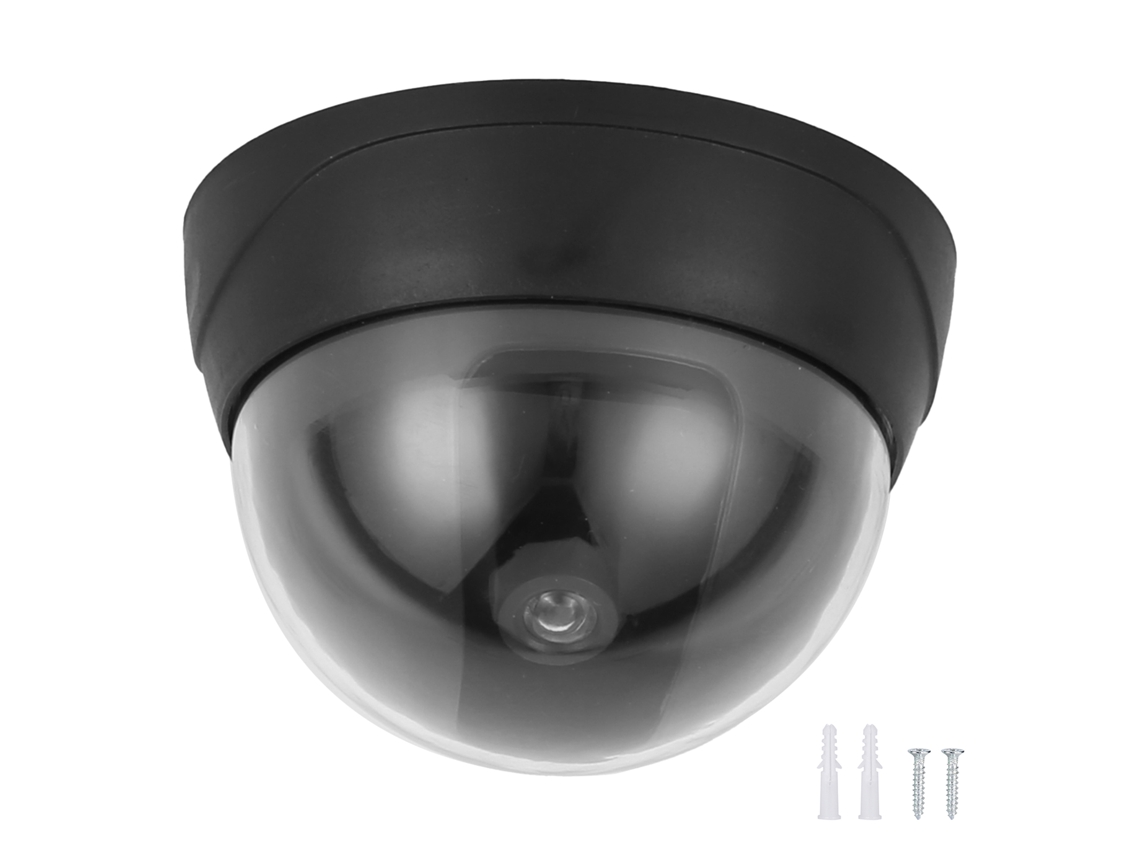MEOIRUERY Cámara de seguridad domo falsa con luz LED intermitente para una disuasión antirrobo realista. Diseño impermeable para uso en interiores y exteriores 