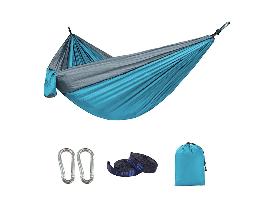 Hamaca Portátil Individual Para Campamentos, Mochileros Y Actividades Al Aire Libre (270x140 Cm) Azul Claro Siurn