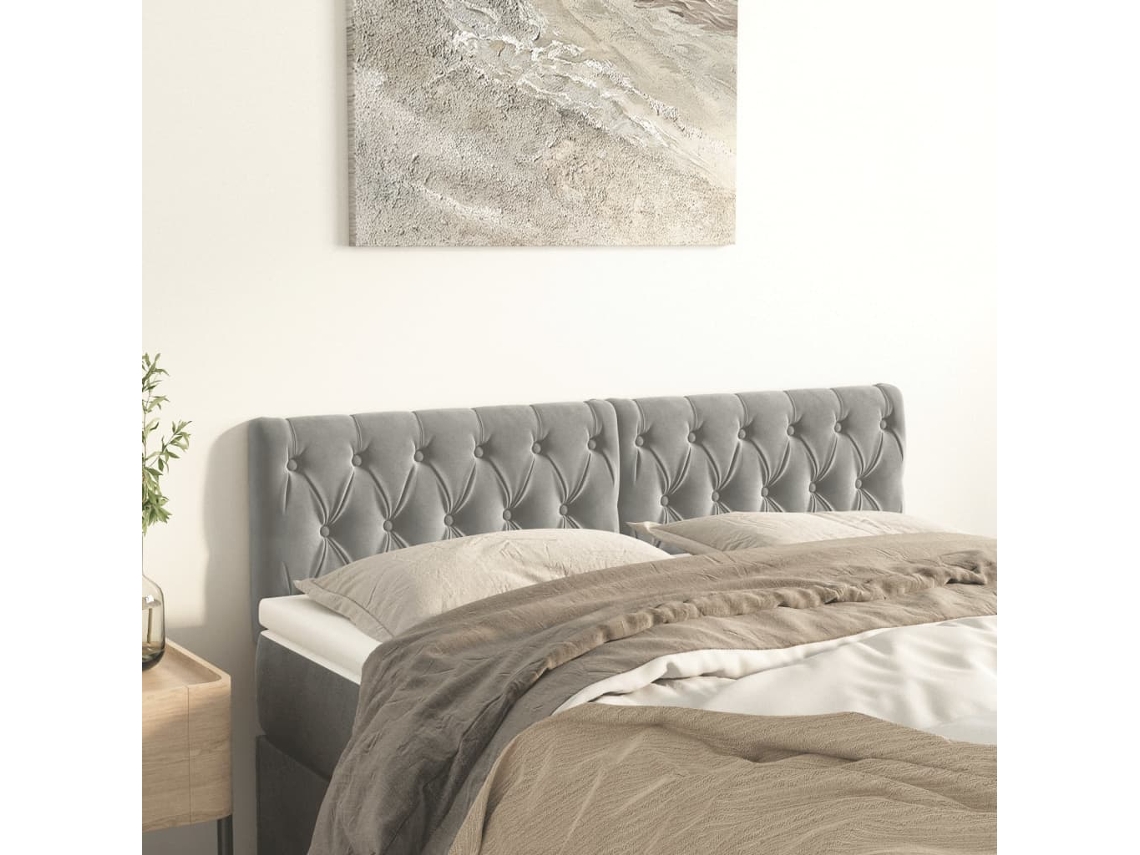 Cabeceros 2 Unidades Terciopelo Gris Claro 72x7x78/88 Cm
