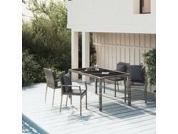 Juego de comedor de jardín de 5 piezas DKD Home Decor con cojines de mimbre gris