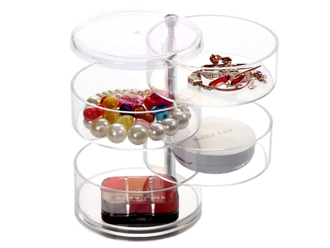 Estante De Maquillaje Apilable Linjou Con 4 Capas Giratorias 360° Para Joyería Y Artículos Pequeños