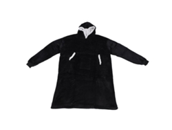Sudadera/jersey De Felpa Negra Extragrande - Cálida Y Cómoda Para Acampar Y Para Usar En Casa - 160 Cm De Busto, 120 Cm De Largo