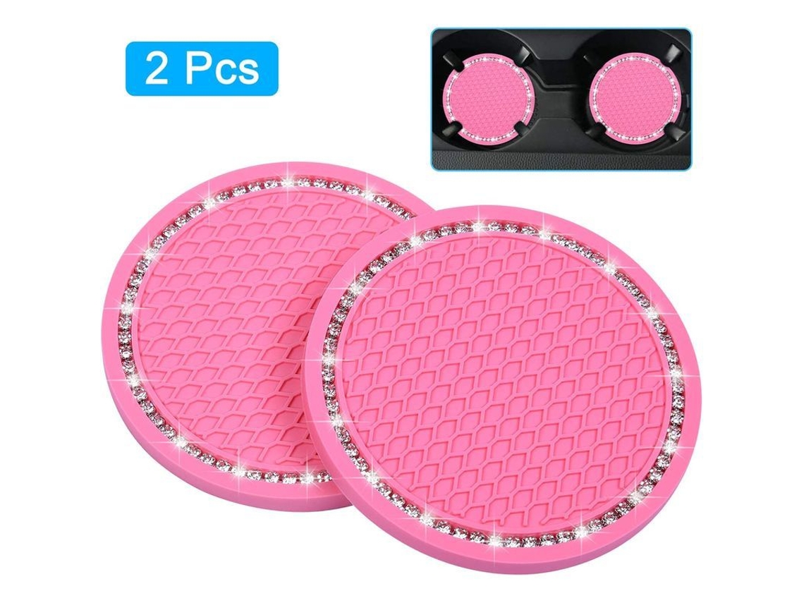 Bandejas Portavasos Para Coche, 2 Unidades, Pvc Antideslizante, Accesorio Interior Universal, Rosa, 7 Cm