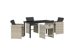 Juego de comedor de jardín de 5 piezas - Muebles de comedor de jardín de mimbre gris claro HARLANV1