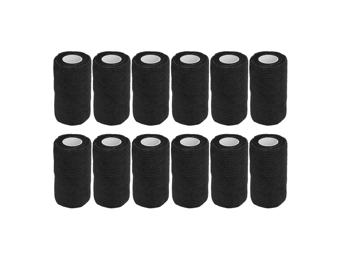 12 vendas elásticas autoadhesivas negras para animales, 10 cm