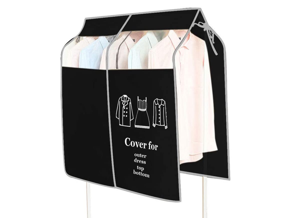 Funda para perchero a prueba de polvo, expandible, para colgar en armario, con protección para los hombros, ideal para abrigos, trajes y vestidos.