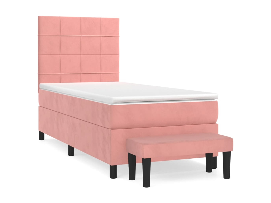 Maison Exclusive - Cama Box Spring Con Colchón Terciopelo Rosa 90x200 Cm