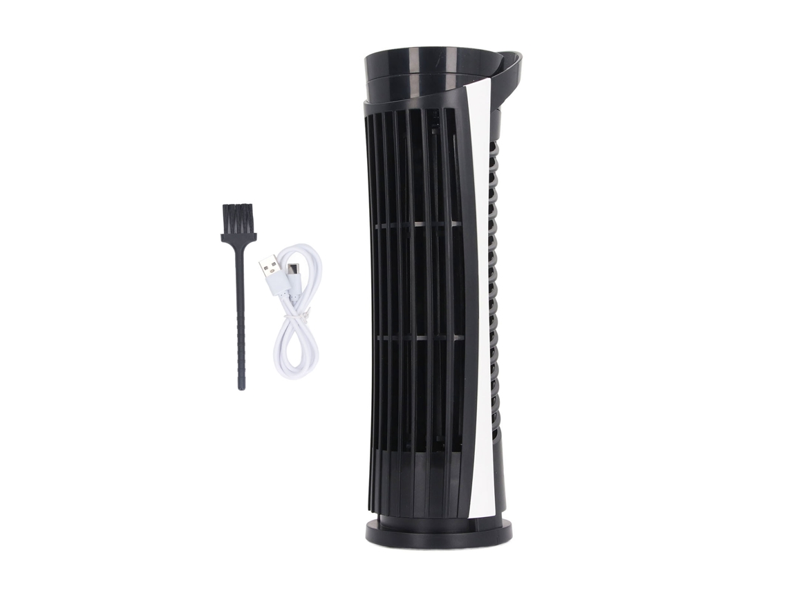 Ventilador De Torre Sin Aspas Con Oscilación De 90°, 2 Velocidades, 34 Db, Usb 2.0 Para Dormitorio - Negro