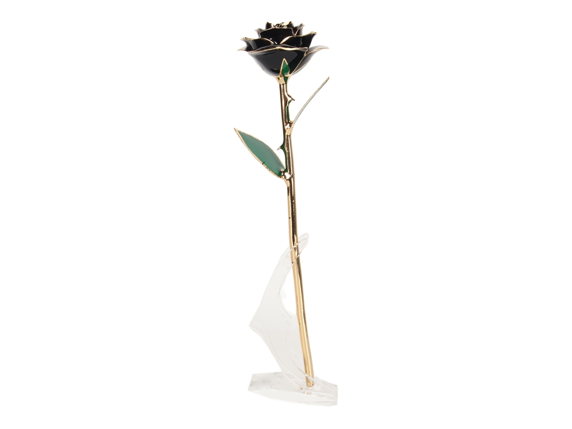 Rosa dorada con base negra para decoración de bodas y aniversarios.