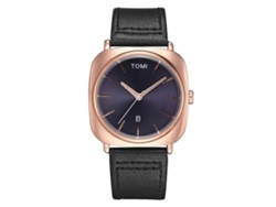 Reloj De Muñeca Analógico De Cuarzo Para Hombres Tomi Moda Negra Oro Rosa