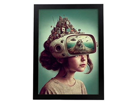NACNIC Poster Proyector Mental En Estilo Surrealismo Cinematográfico Ilustraciones Y Grabados De Historieta Abstracta Y Artística A3 Marcos Negros