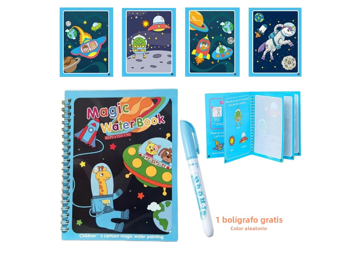 (mundo Espacial) Libro Para Colorear Con Agua, Libro Para Colorear Reutilizable, Libro Mágico Para Colorear Con Agua, Juguete Para Pintar