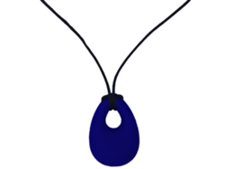 Collar Masticable De Silicona Suave Con Colgante En Forma De Lágrima Para Bebé, Azul Marino