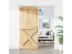 Puerta corrediza | Puerta corredera con herrajes 90x210 cm madera maciza de pino Wsd491178 Lovely Home