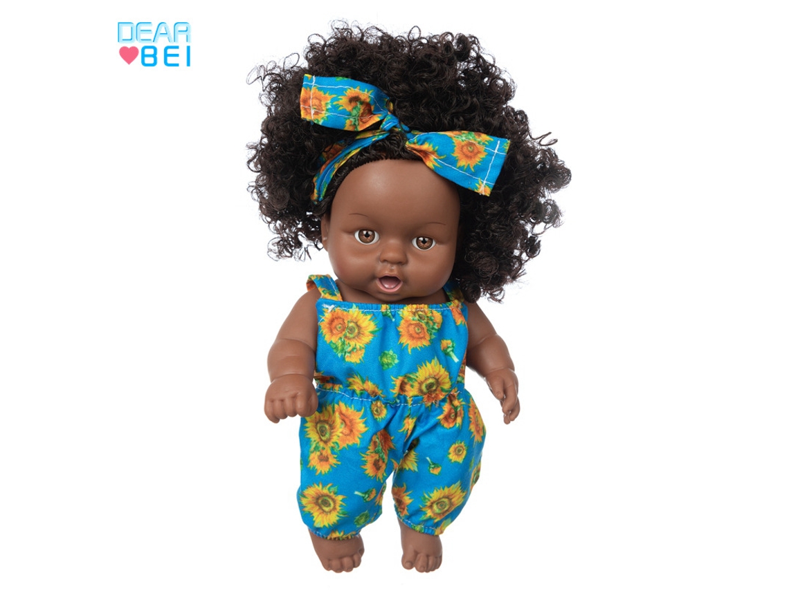 Muñeca De Niña De 20 Cm, De Vinilo Seguro, De Piel Oscura Africana, Un Regalo Ideal Para Una Niña.