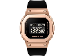 Reloj De Pulso Resistente Al Agua Con Pulsera Digital Cuadrada Plata Negra Yuysan