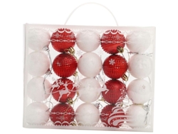 20 Bolas Decorativas Para Árbol De Navidad En Una Caja De Regalo Con Cordón Dorado.