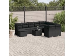 Conjunto de sofás de jardín de 10 piezas DKD Home Decor con cojines de mimbre negros