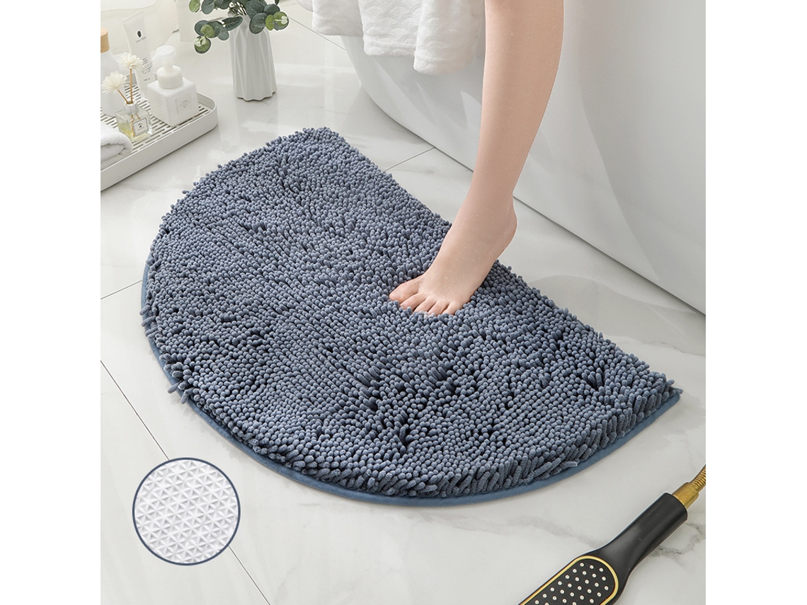 Alfombra de Baño LUUCOZK Antideslizantes Absorbentes Secado Rápido Decoración Baño Fondo Tpr Poliéster Azul (MeioCírculo50x80cm)