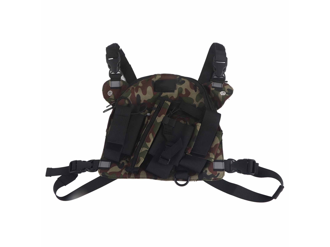 Mochila Pectoral Ligera De Camuflaje Para Arnés De Radio Walkie-talkie Con Bolsillos Ajustables, Estilo Oxford.