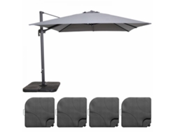 Parasol Desplazado De 3x3m Y 4 Losas Para Llenar En Aluminio Gris