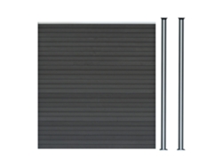 Valla Exterior - Monstershop - WPC, Gris, 185x180 cm, 1 Panel + 2 Postes LED