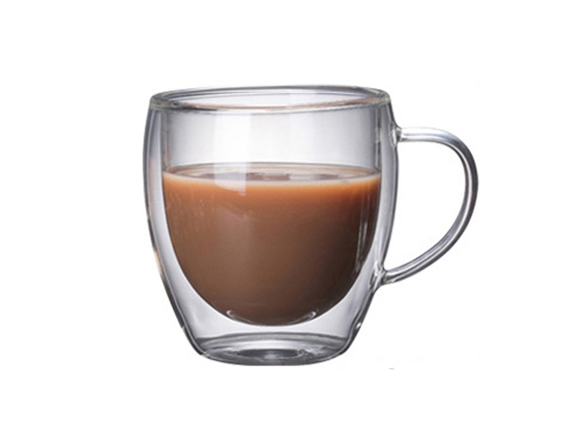 Taza de vidrio doble de alto borosilicato con asa, taza de oficina creativa KOFIHETY