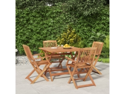 Juego de comedor de jardín de 5 piezas en madera maciza de acacia, DKD Home Decor