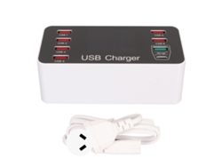 Centro De Carga De Escritorio Inteligente De 8 Puertos Usb Con Carga Rápida Y Enchufe Mural