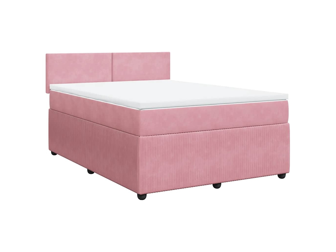 Maison Exclusive - Cama Box Spring Con Colchón Terciopelo Rosa 140x200 Cm