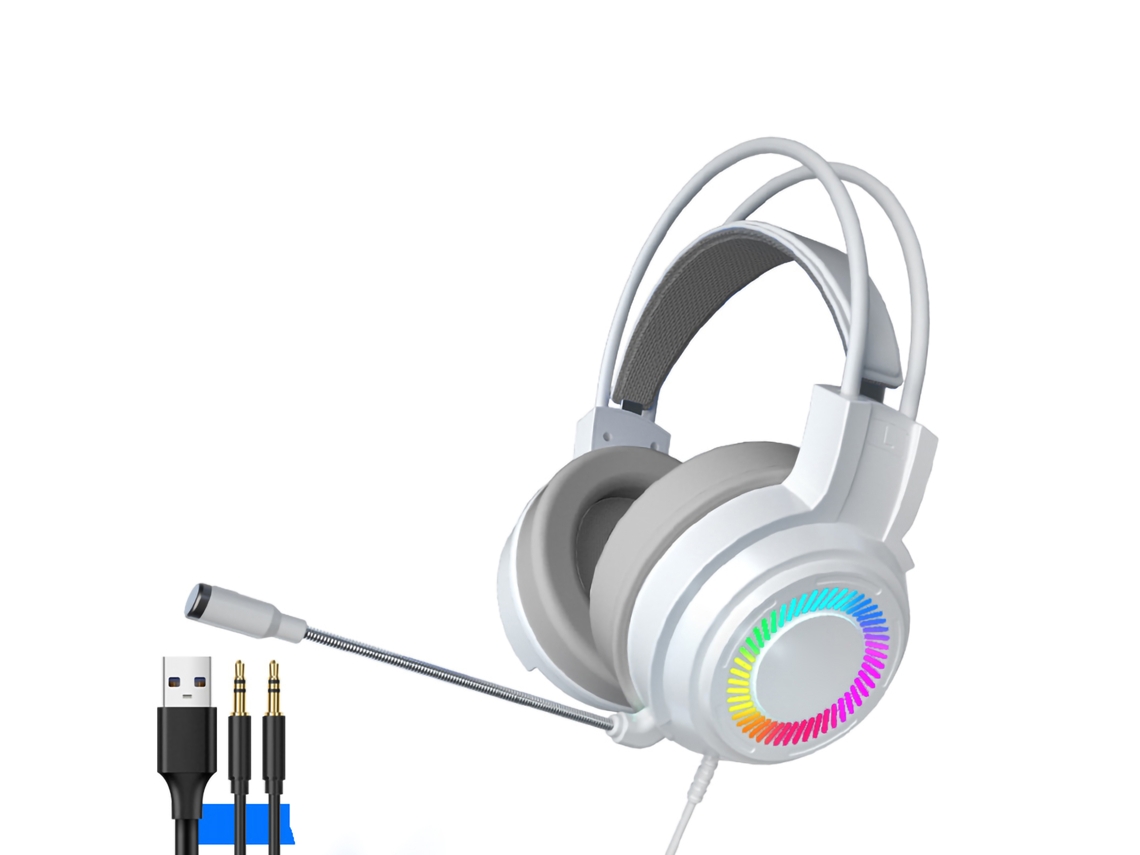 Auriculares Para Juegos Con Micrófono, Sonido Estéreo Circumaural De 7.1 Canales Para Pc, Color Blanco.