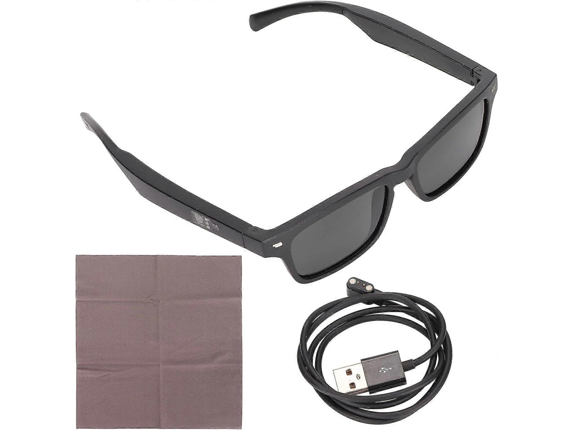 Gafas inteligentes estéreo impermeables con control táctil de voz, altavoces duales, diseño abierto, audio inalámbrico Bluetooth y micrófono.