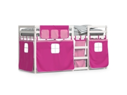 Litera con cortinas 90x190 cm madera maciza de pino rosa Dkd Home Decor