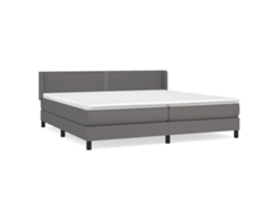Maison Exclusive - Cama Box Spring Con Colchón Cuero Sintético Gris 200x200 Cm
