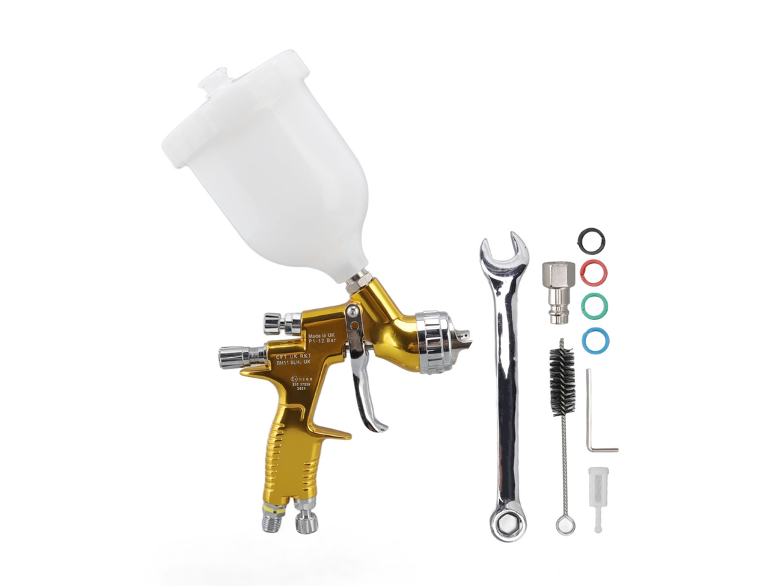 Pulverizador de pintura ajustable con boquilla de 1,8 mm, rosca macho G1/4, herramienta de pintura neumática, aleación de aluminio dorado