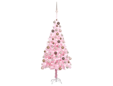 Árbol de Navidad preiluminado VIDAXL con luces y bolas rosa (180 cm)