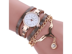 Reloj De Cuarzo De Moda Para Mujer Con Correa Estrecha De Piel Sintética Marrón.